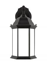 Anzalone Electric and Lighting Items 8938751-12 - Sevier traditional 1-light outdoor exterior medium downlight outdoor wall lantern sconce in black fi