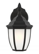 Anzalone Electric and Lighting Items 89936-12 - Bakersville traditional 1-light outdoor exterior round small wall lantern sconce in black finish wit