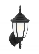 Anzalone Electric and Lighting Items 89940-12 - Bakersville traditional 1-light outdoor exterior round wall lantern sconce in black finish with sati