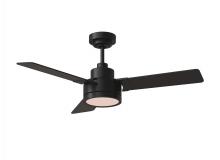 Anzalone Electric and Lighting Items 3JVR44MBKD - Jovie 44" Dimmable Indoor/Outdoor Integrated LED Indoor Midnight Black Ceiling Fan with Light Ki