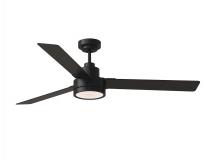 Anzalone Electric and Lighting Items 3JVR58MBKD - Jovie 58" Dimmable Indoor/Outdoor Integrated LED Midnight Black Ceiling Fan with Light Kit, Hand