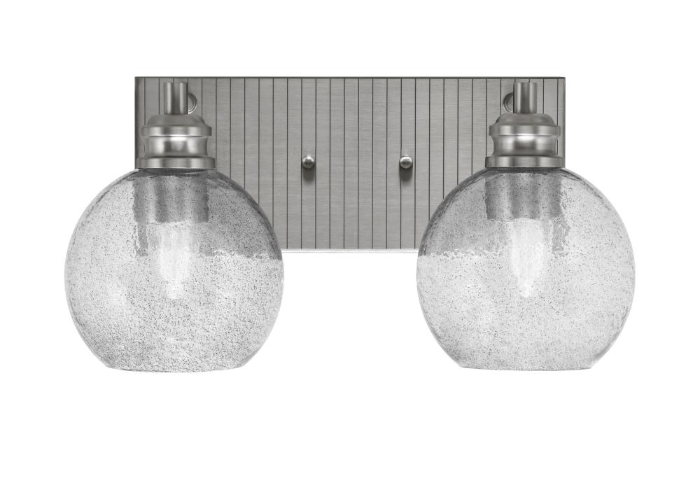 Edge 2 Light Bath Bar, Brushed Nickel Finish, 5.75" Smoke Bubble Glass