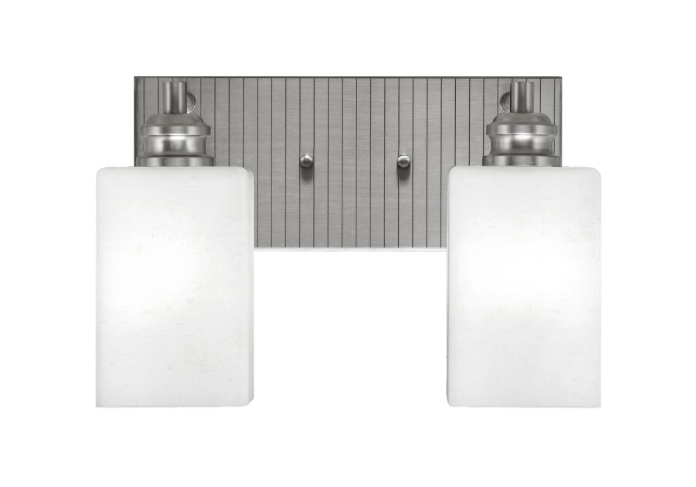 Edge 2 Light Bath Bar, Brushed Nickel Finish, 4" White Muslin Glass