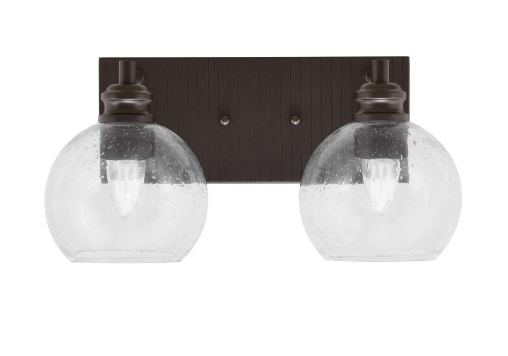 Edge 2 Light Bath Bar, Espresso Finish, 5.75" Clear Bubble Glass