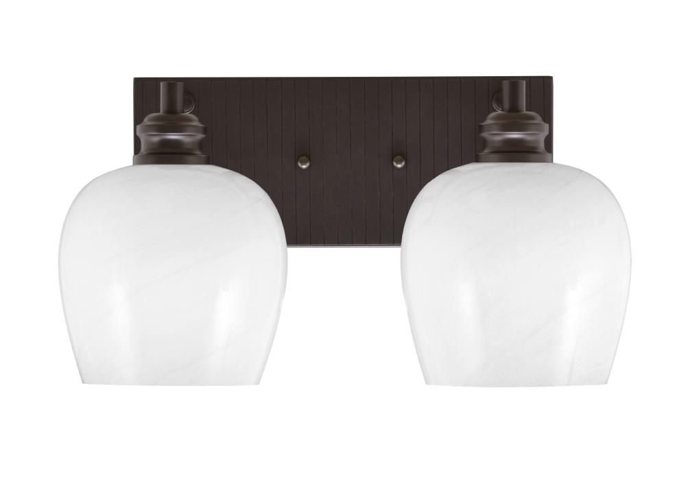 Edge 2 Light Bath Bar, Espresso Finish, 6" White Marble Glass