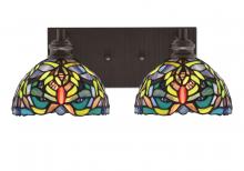 Toltec Company 1162-ES-9905 - Edge 2 Light Bath Bar, Espresso Finish, 7" Kaleidoscope Art Glass