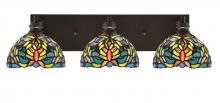 Toltec Company 1163-ES-9905 - Edge 3 Light Bath Bar, Espresso Finish, 7" Kaleidoscope Art Glass