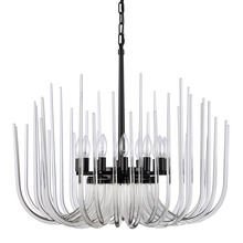 ZEEV Lighting CD10032-12-SBB - 12-Light Solid Curved Clear Glass Satin Brushed Black Chandelier