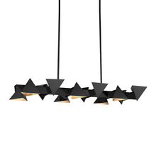 ZEEV Lighting CD10034-12-MBK - 12-Light Geometric Triangular Matte Black Linear Pendant