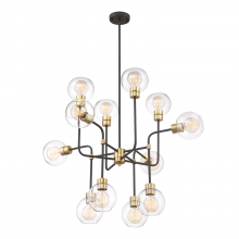 ZEEV Lighting CD10200-12-PB+MBK - 12-Light 43" Adjustable Polished Brass Geometric Globe Chandelier