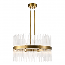 ZEEV Lighting CD10407-16-P-AGB - 16-Light 26" Sleek Aged Brass Banded Crystal Drum Chandelier