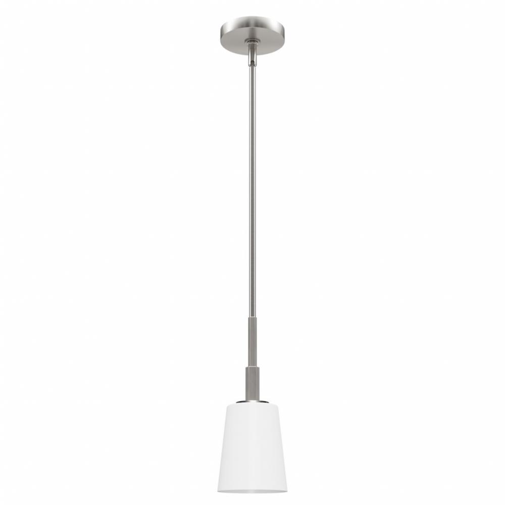 Hunter Nolita Brushed Nickel with Cased White Glass 1 Light Pendant Ceiling Light Fixture