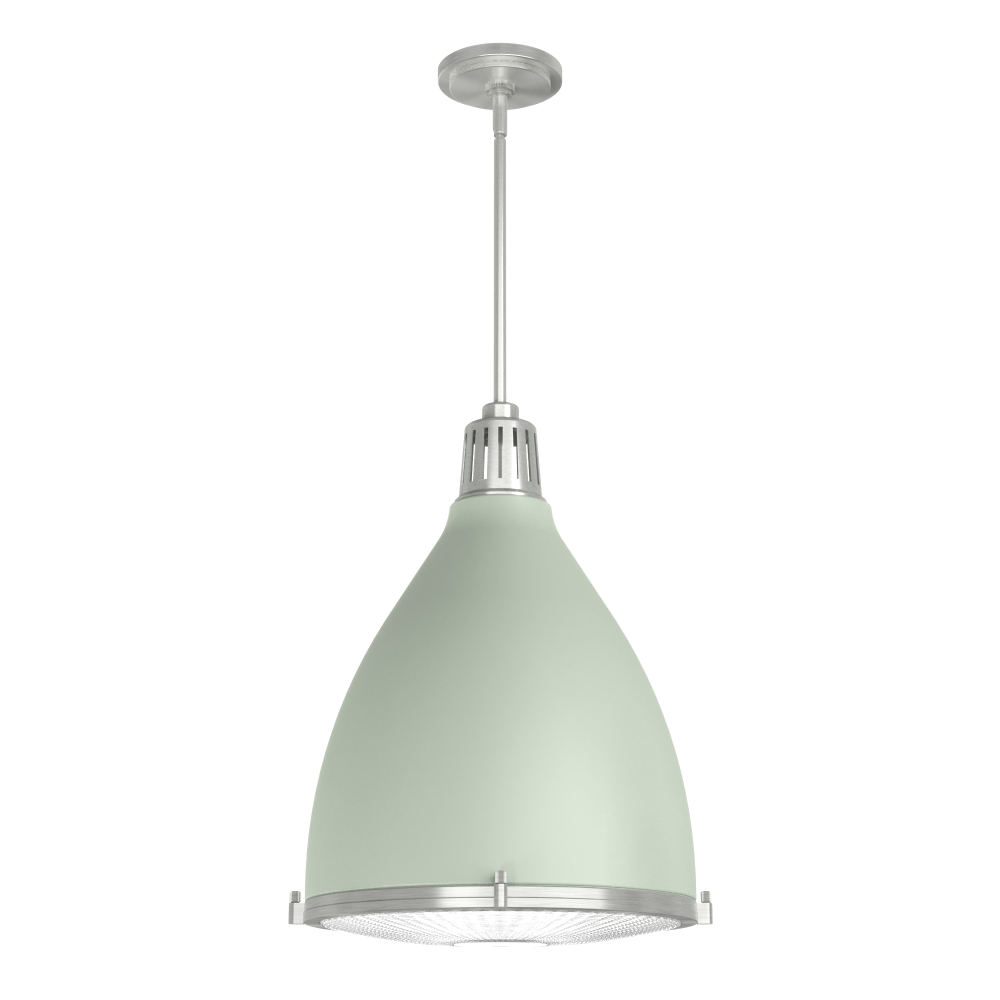 Hunter Bluff View Soft Sage and Brushed Nickel with Clear Holophane Glass 3 Light Pendant Ceiling Li