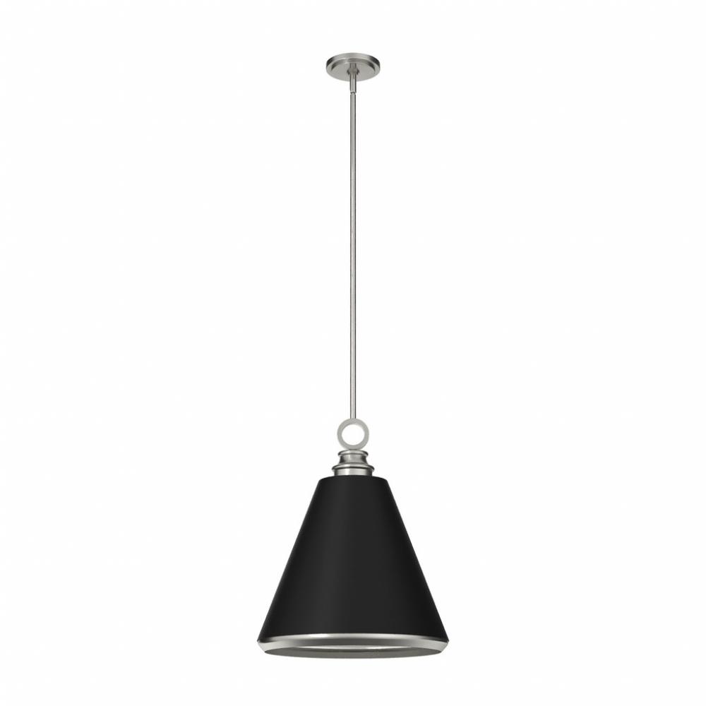 Hunter Klein Brushed Nickel and Flat Matte Black 3 Light Medium Pendant Ceiling Light Fixture