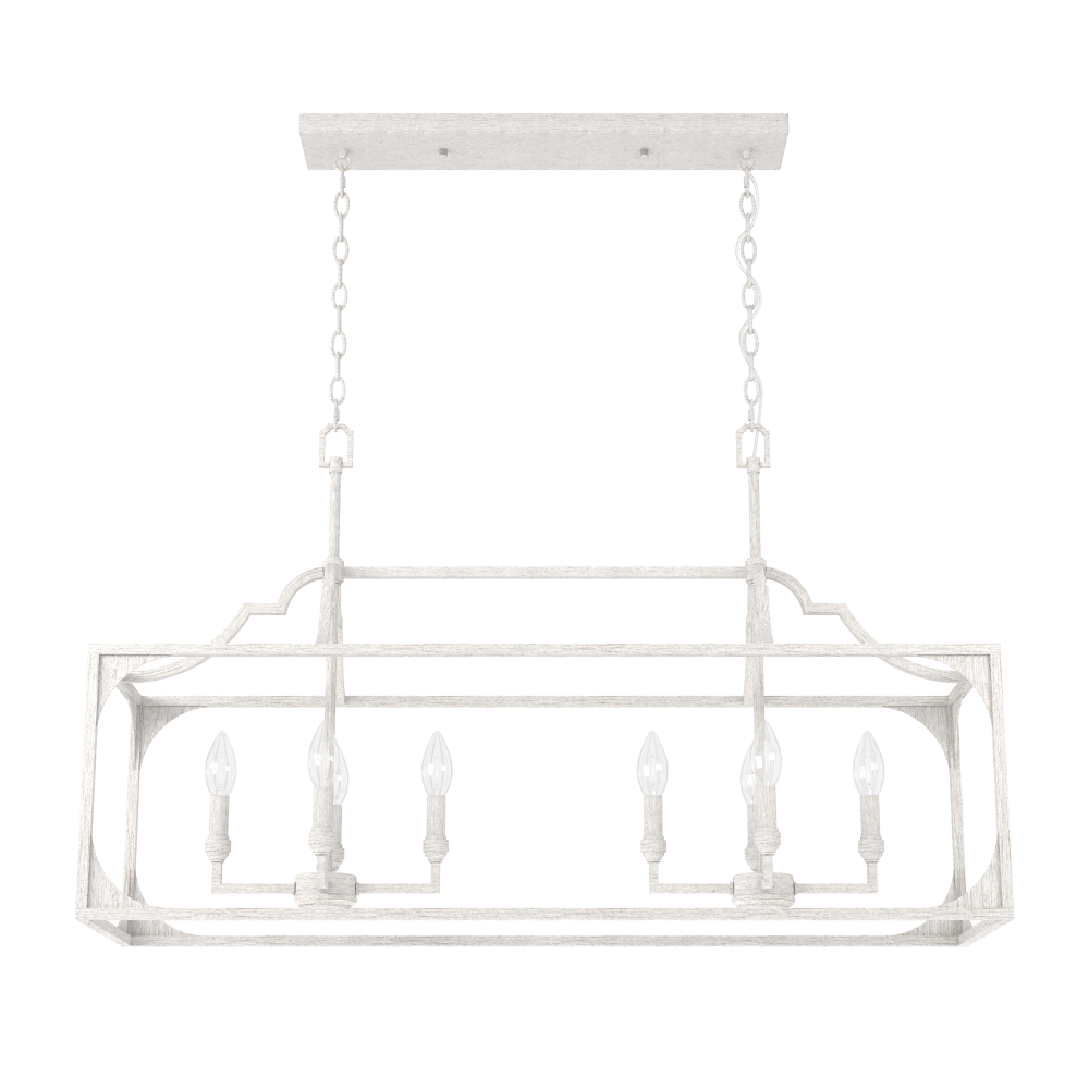 Hunter Highland Hill Distressed White 8 Light Chandelier Ceiling Light Fixture