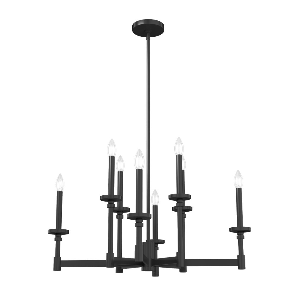 Hunter Briargrove Matte Black 8 Light Large Chandelier Ceiling Light Fixture