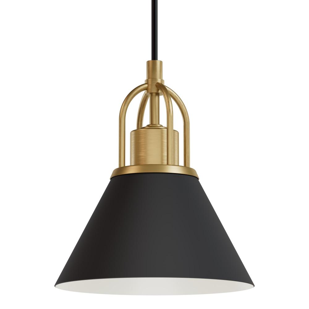 Hunter Carrington Isle Matte Black and Luxe Gold 1 Light Pendant Ceiling Light Fixture