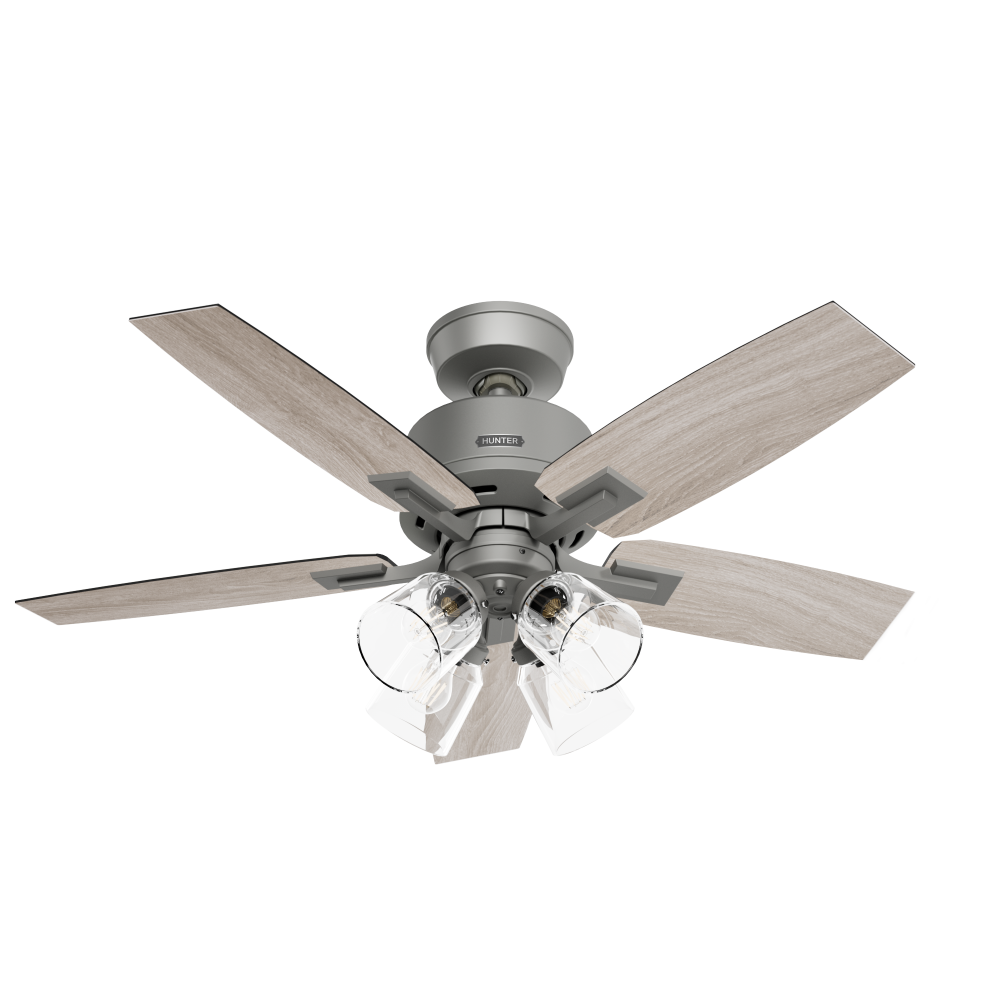 Hunter 44 inch Gatlinburg HunterExpress Matte Silver Ceiling Fan with LED LT Kit and Handheld Remote