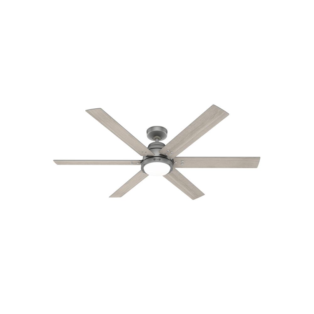 Hunter 60 inch Gravity Wi-Fi ENERGY STAR® Matte Silver Ceiling Fan with LED LT Kit & Handheld Remote