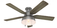 Hunter 59311 - Hunter 52 in Mill Valley Matte Silver Low Profile Damp Rated Ceiling Fan w/ LED LT Kit & Pull Chain