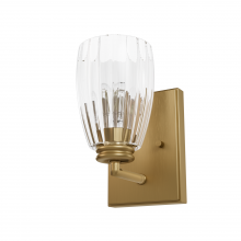 Hunter 13196 - Hunter Rossmoor Luxe Gold with Clear Fluted Glass 1 Light Sconce Wall Light Fixture