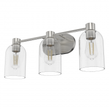 Hunter 19708 - Hunter Lochemeade Brushed Nickel with Seeded Glass 3 Light Bathroom Vanity Wall Light Fixture