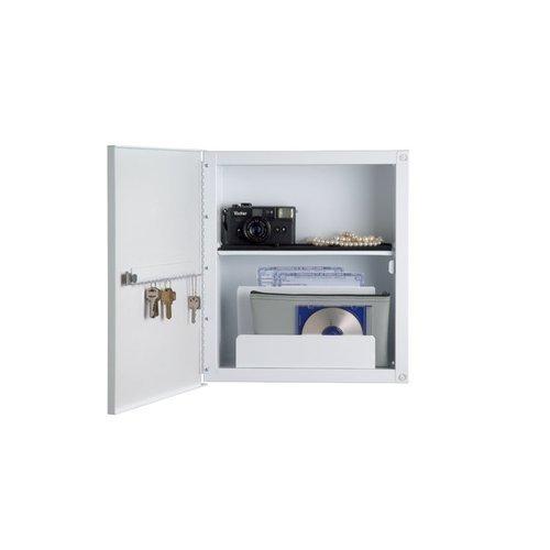 Deluxe security cabinet , Recessed, 15-3/4 in.  in.W x 18 in.H, with keyed lock, key/jewelry rack, p