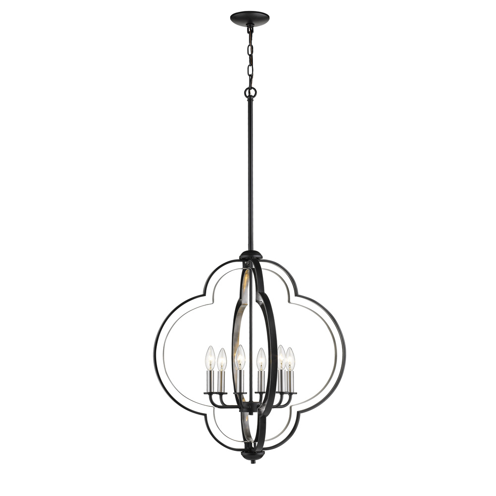 6-Light Pendant light Matte Black/Brushed Nickel