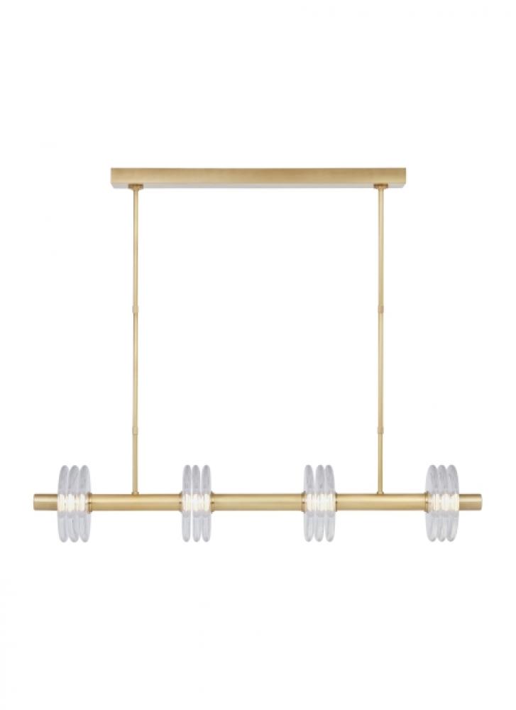 Kelly Wearstler Laurel 4-light dimmable LED large linear chandelier with natural brass finish