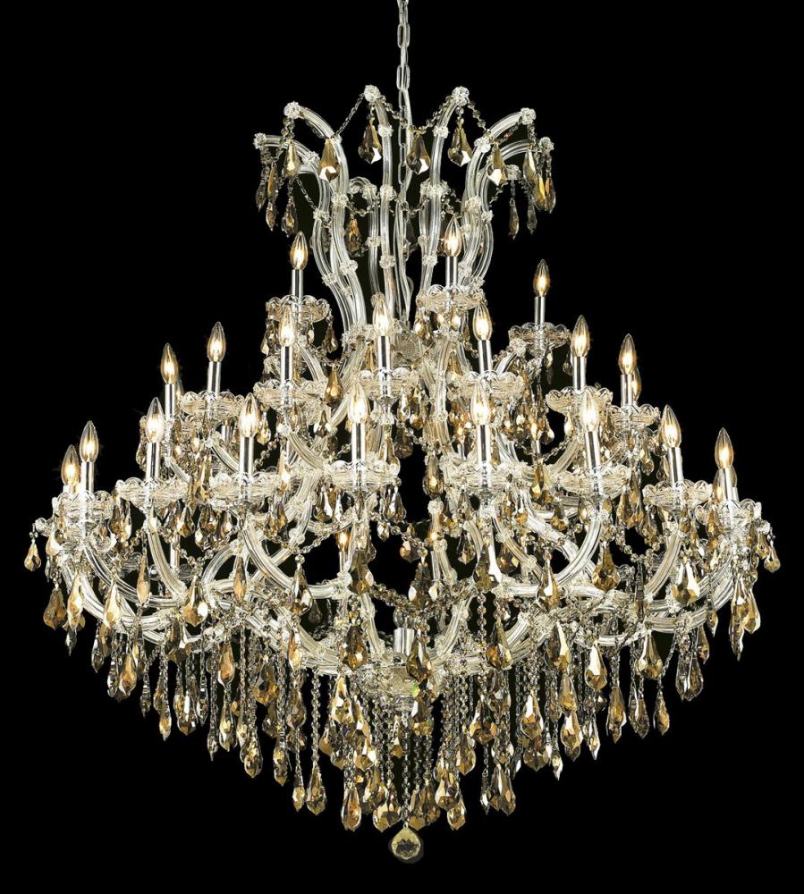 Maria Theresa 41 Light Chrome Chandelier Golden Teak (Smoky) Royal Cut Crystal