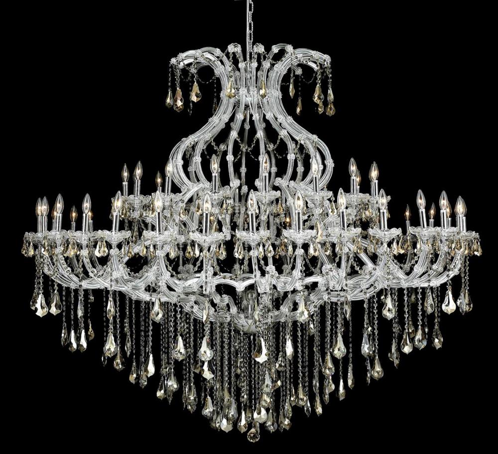 Maria Theresa 49 Light Chrome Chandelier Golden Teak (Smoky) Royal Cut Crystal