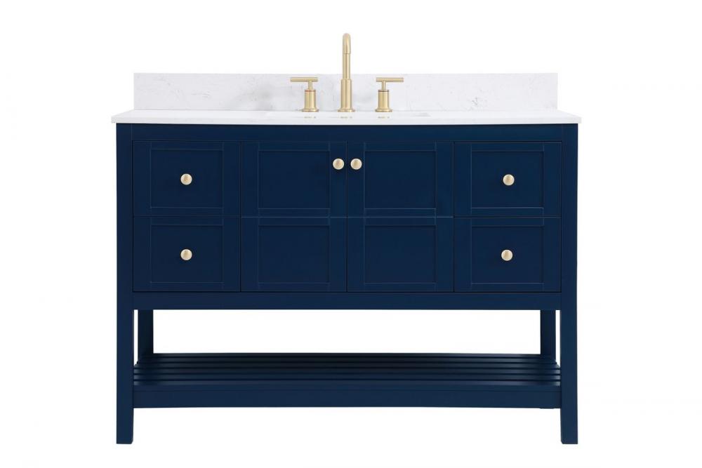 48 inch Single Bathroom Vanity in Blue with Backsplash