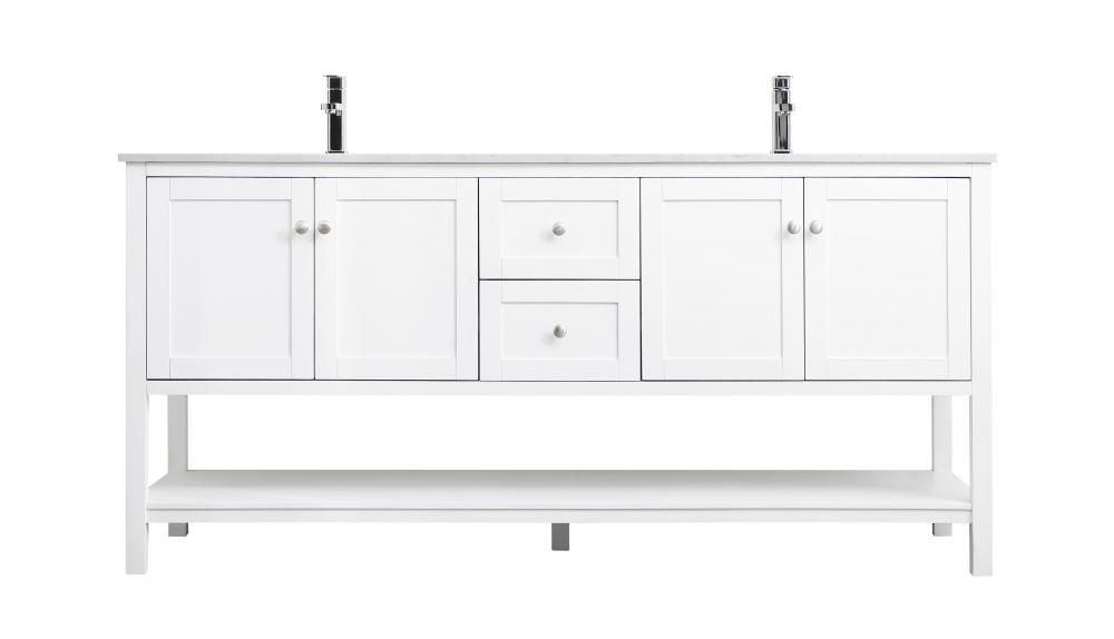 72 Inch Double Bathroom Vanity In White