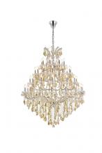 Elegant 2800G46C-GT/RC - Maria Theresa 49 Light Chrome Chandelier Golden Teak (Smoky) Royal Cut Crystal