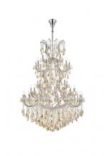 Elegant 2800G54C-GT/RC - Maria Theresa 61 Light Chrome Chandelier Golden Teak (Smoky) Royal Cut Crystal