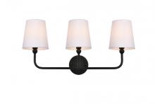 Elegant LD7322W26BLK - Colson 3 Light Black and Clear Bath Sconce