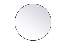 Elegant MR4745BK - Metal Frame Round Mirror with Decorative Hook 45 Inch in Black