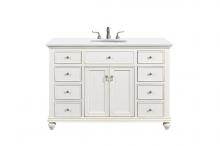 Elegant VF12348AW-VW - 48 inch Single Bathroom vanity in Antique White with ivory white engineered marble