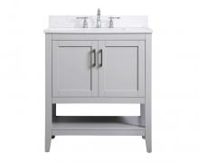 Elegant VF16030GR-BS - 30 Inch Single Bathroom Vanity in Grey with Backsplash