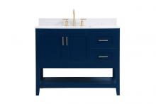 Elegant VF16042BL-BS - 42 Inch Single Bathroom Vanity in Blue with Backsplash