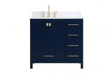 Elegant VF18836BL-BS - 36 Inch Single Bathroom Vanity in Blue with Backsplash