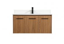 Elegant VF44540WB-BS - 40 Inch Single Bathroom Vanity in Walnut Brown with Backsplash