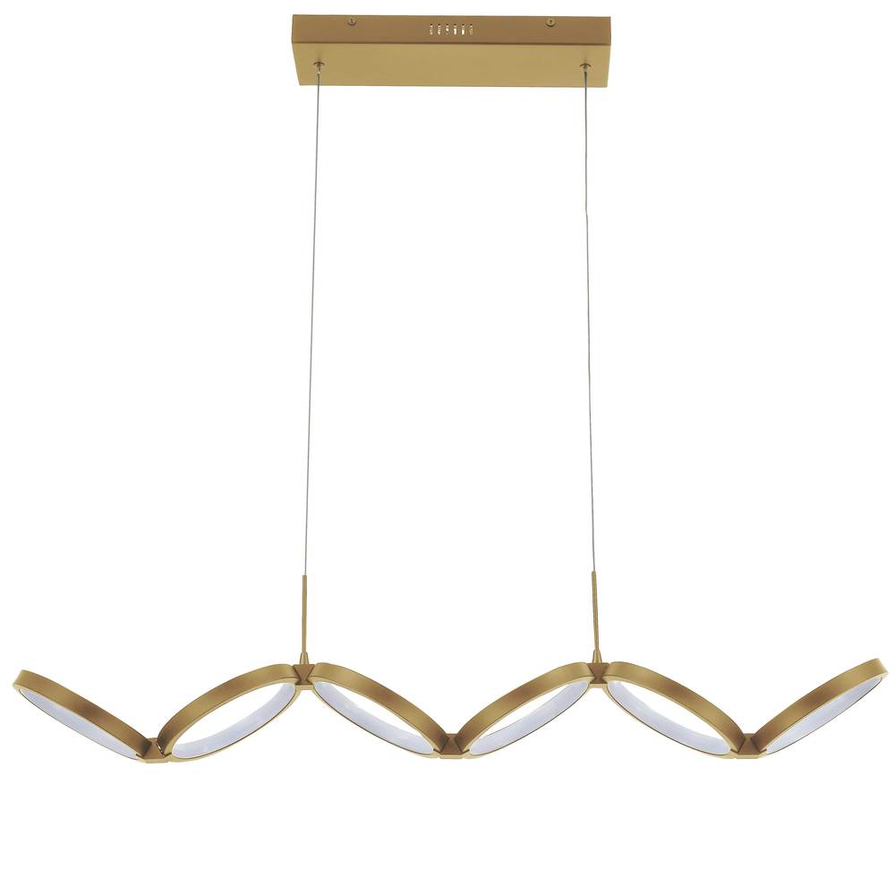 50W Horizontal Pendant, Aged Brass w/ White Silicone Diffuser