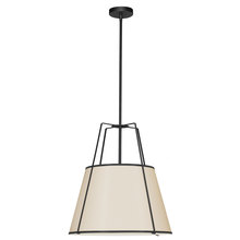 Dainolite TRA-1P-BK-CRM - 1 Light Trapezoid Pendant Black/Cream Shade w/ White Fabric Diffuser