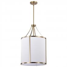 Nuvo 60/7962 - Easton 3 Light Pendant; Burnished Brass Finish; White Linen Shade