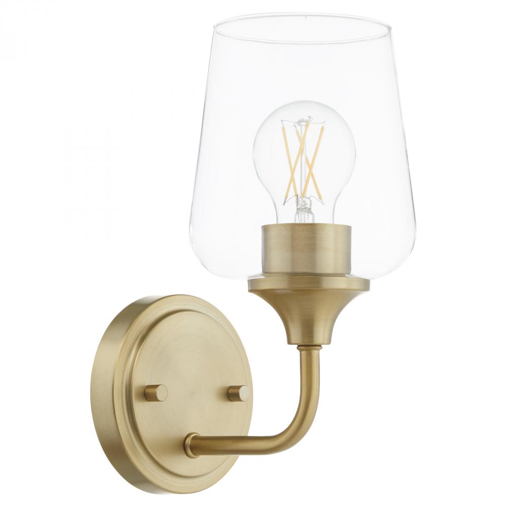 Raymond 1 Light Wall Mount, Aged Brass