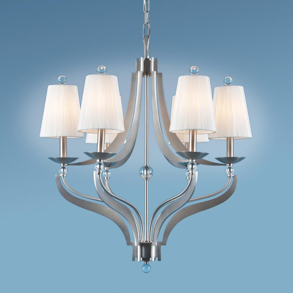 Six Light Nickel Up Chandelier