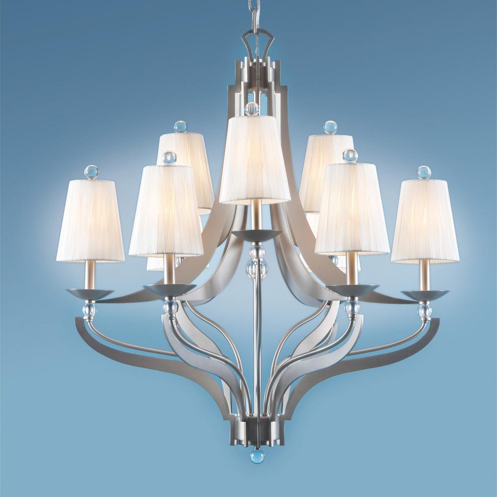 Nine Light Nickel Up Chandelier