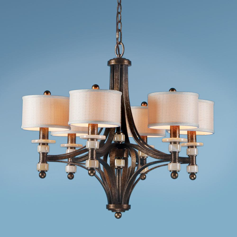 Six Light Brown Up Chandelier