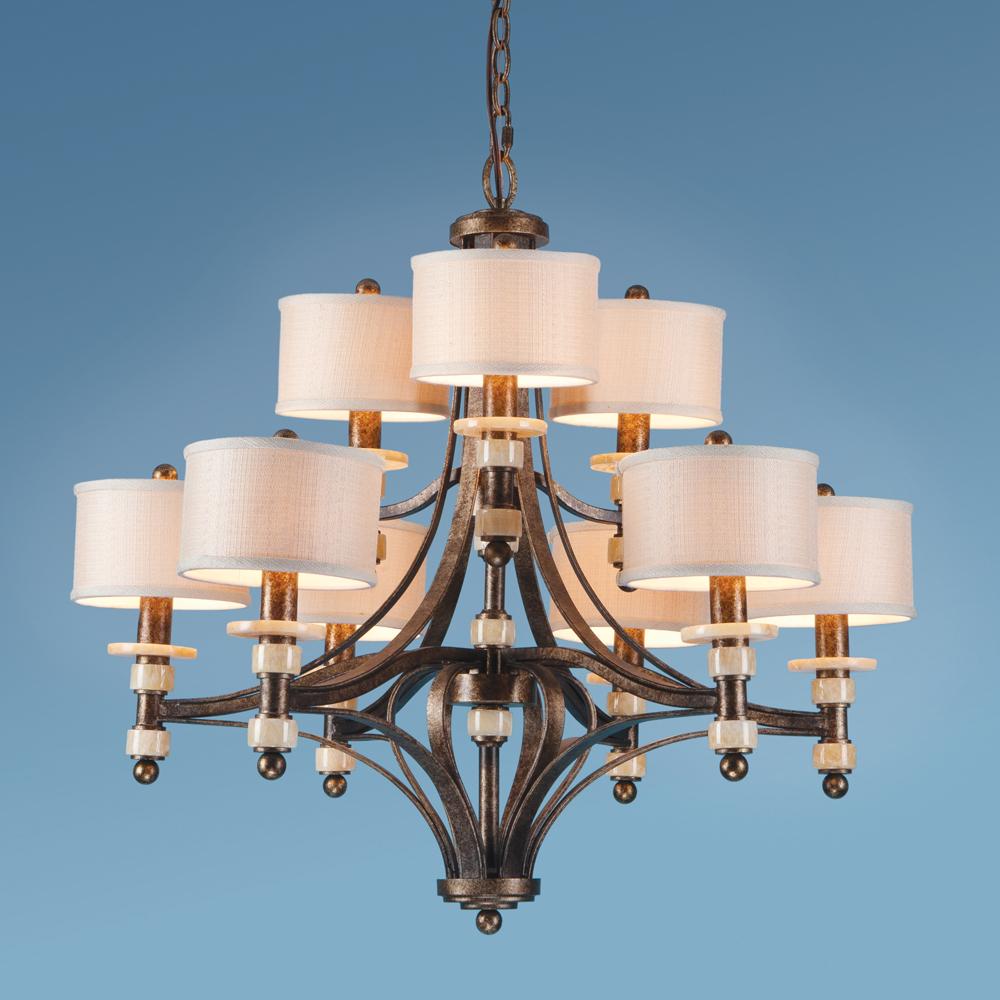 Nine Light Brown Up Chandelier